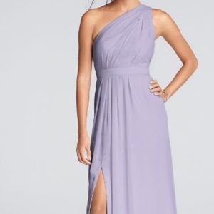 David’s Bridal Long One-Shoulder Crinkle Chiffon